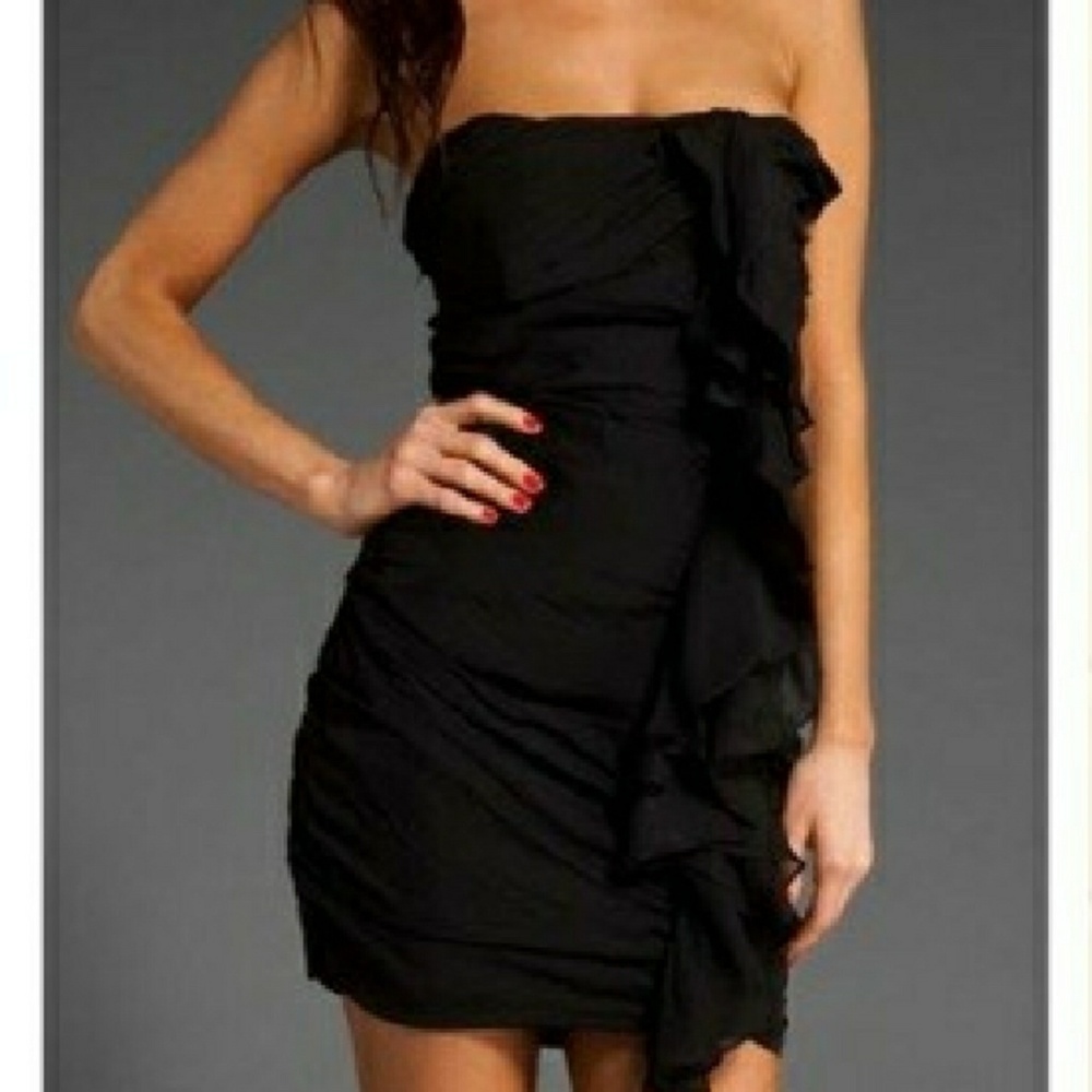 Elizabeth and James black strapless dress